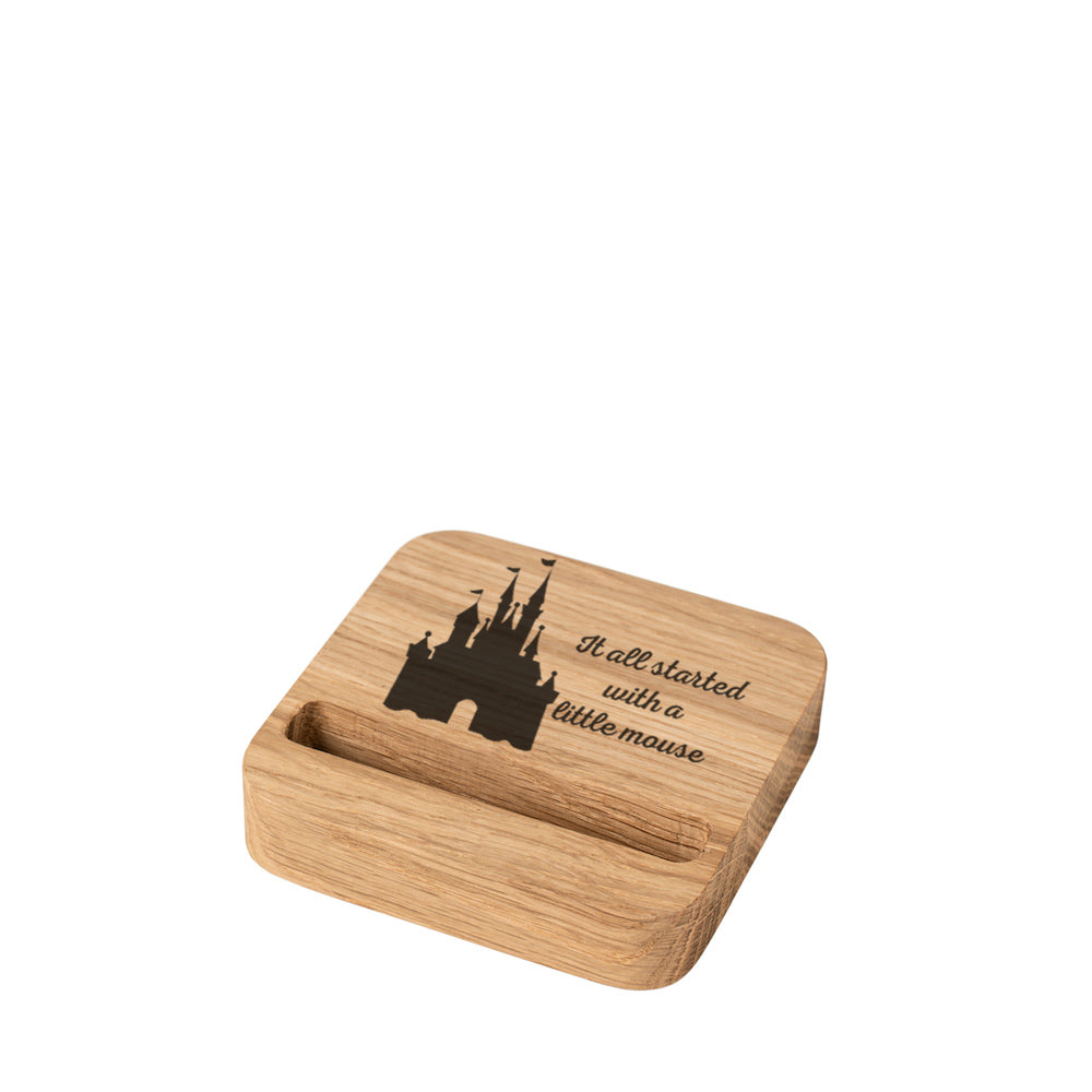 Handystand Blocks Handyhalter Maus Schloss / Mouse Castle Design (Gravur) [Eiche] Holz