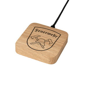 Wireless Charger Blocks Feuerwehr Design (Gravur) [Eiche] Holz