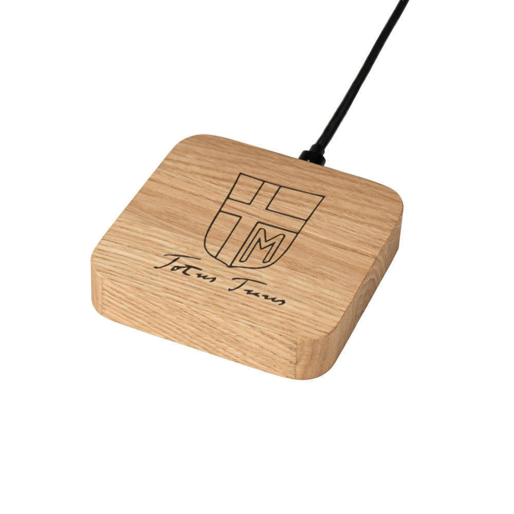 Wireless Charger Blocks Totus Tuus / Papst Joh. Paul 2 Design (Gravur) [Eiche] Holz