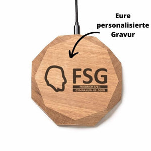 Wireless Charger QI mit individueller Gravur (ab 5 Produkten) [Eiche] Holz