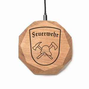 Wireless Charger QI Feuerwehr Design (Gravur) [Eiche] Holz