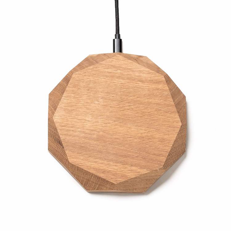 Wirelesscharger QI Eiche Oak  Holz Kabelos Ladegerät