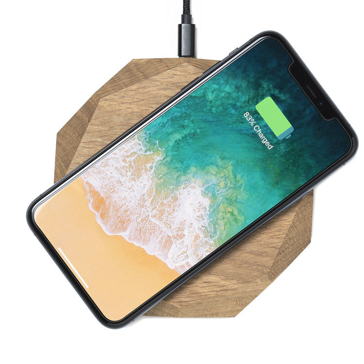 Wirelesscharger QI Eiche Oak  Holz Kabelos Ladegerät