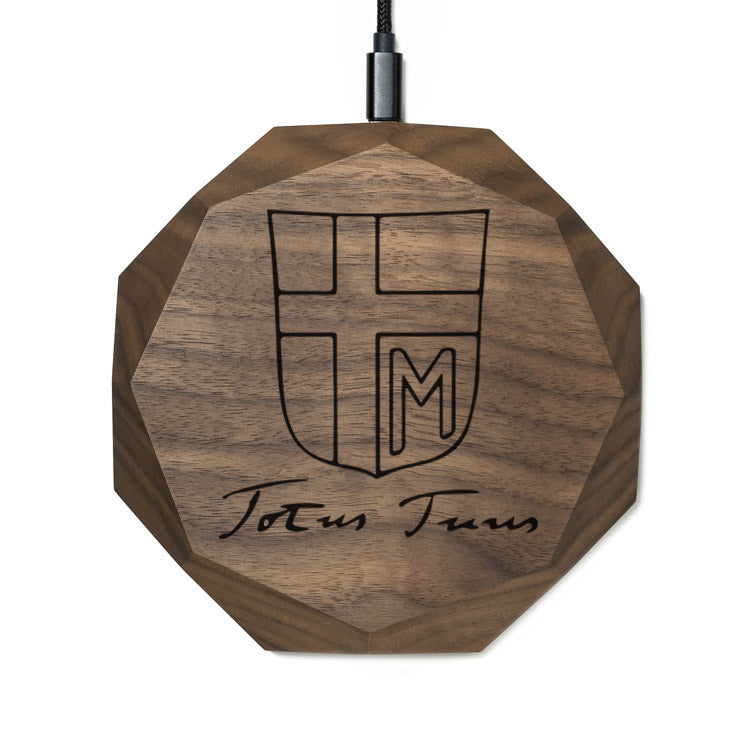 Wireless Charger QI Totus Tuus / Papst Joh. Paul 2 Design (Gravur) [Walnuss] Holz