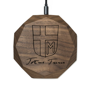 Wireless Charger QI Totus Tuus / Papst Joh. Paul 2 Design (Gravur) [Walnuss] Holz