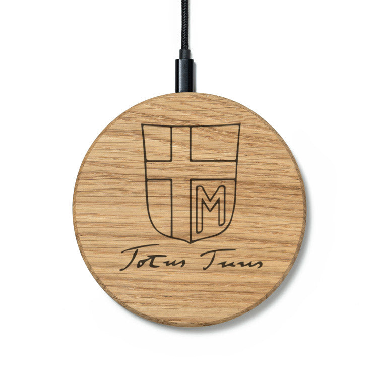 Wireless Charger Slim Totus Tuus / Papst Joh. Paul 2 Design (Gravur) [Eiche] Holz