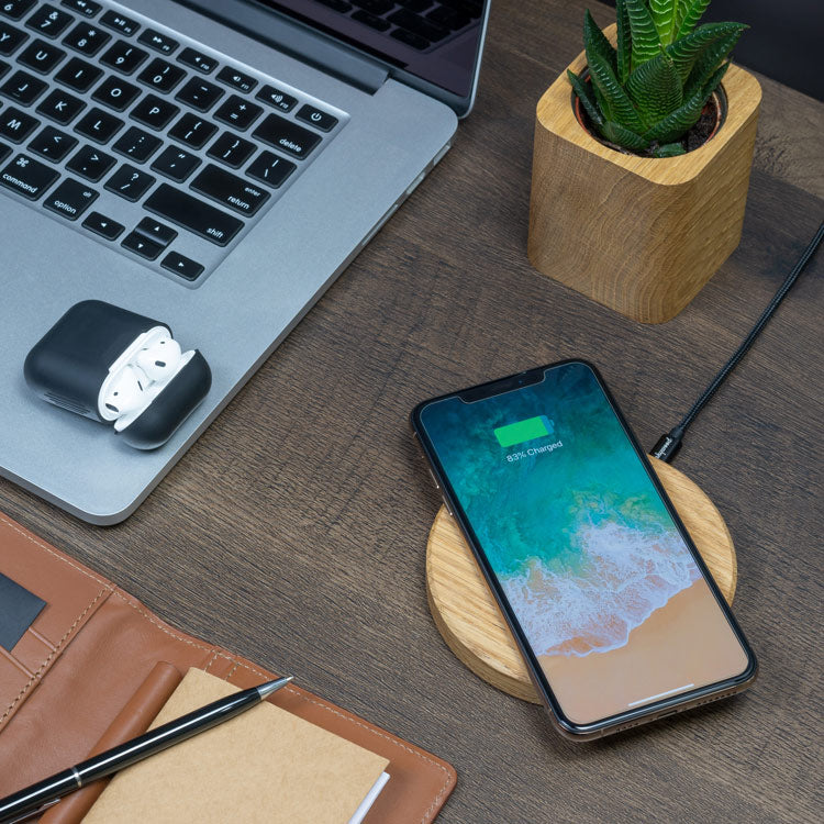 Wirelesscharger Slim Eiche Oak  Holz Kabelos Ladegerät 