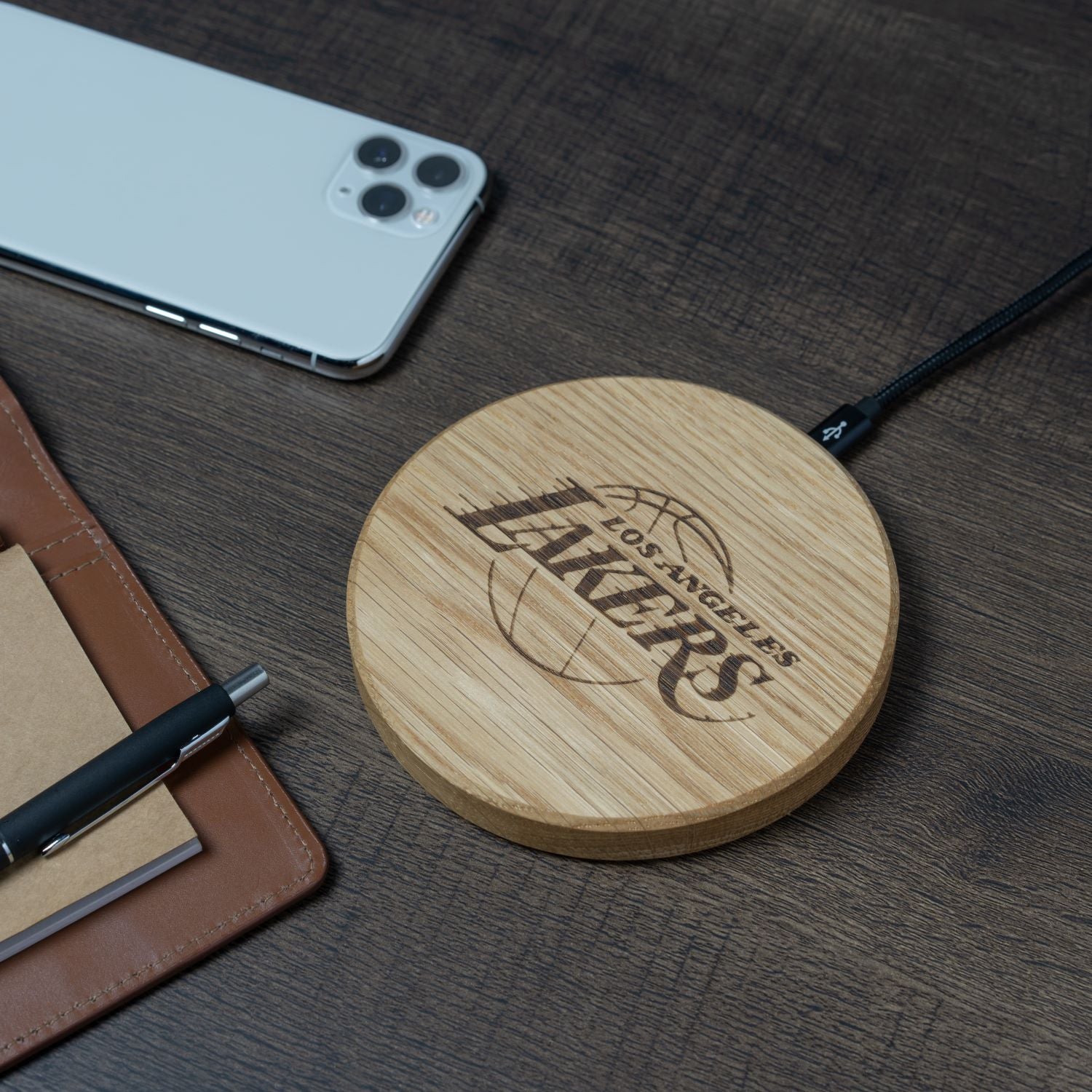 Wirelesscharger Slim Eiche Oak  Holz Kabelos Ladegerät 