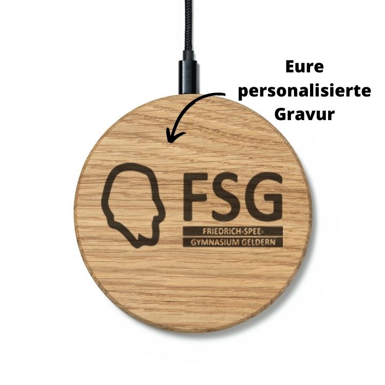 Wireless Charger Slim mit individueller Gravur (ab 5 Produkten) [Eiche] Holz