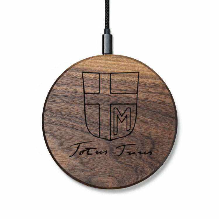 Wireless Charger Slim Totus Tuus / Papst Joh. Paul 2 Design (Gravur) [Walnuss] Holz