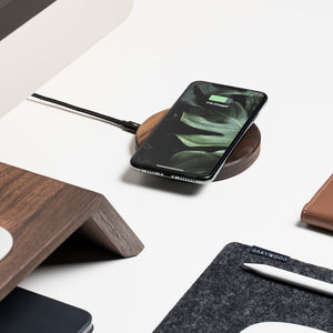 Wirelesscharger Slim Walnuss Walnut Holz Kabelos Ladegerät