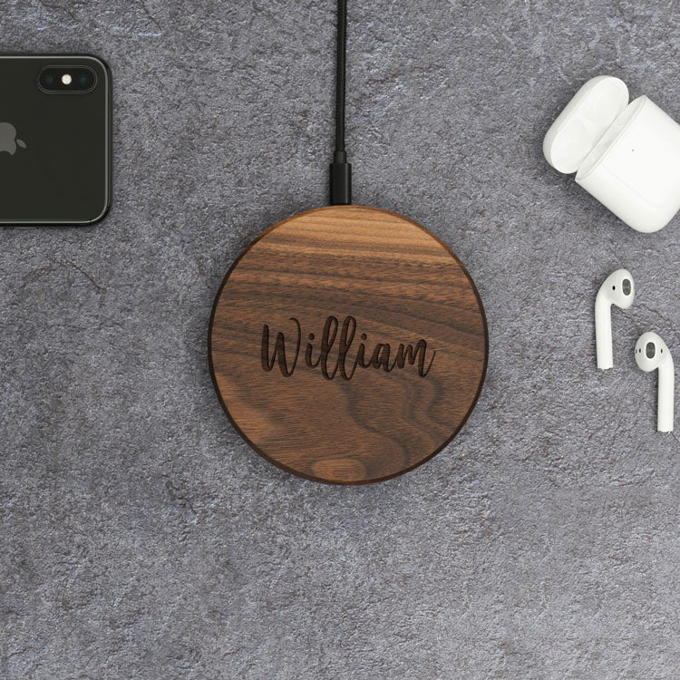 Wirelesscharger Slim Walnuss Walnut Holz Kabelos Ladegerät