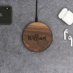 Lade das Bild in den Galerie-Viewer, Wirelesscharger Slim Walnuss Walnut Holz Kabelos Ladegerät
