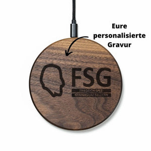 Wireless Charger Slim mit individueller Gravur (ab 5 Produkten) [Walnuss] Holz