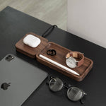 Lade das Bild in den Galerie-Viewer, Wirelesscharger Walnuss Walnut Holz Kabelos Ladegerat Ladestation
